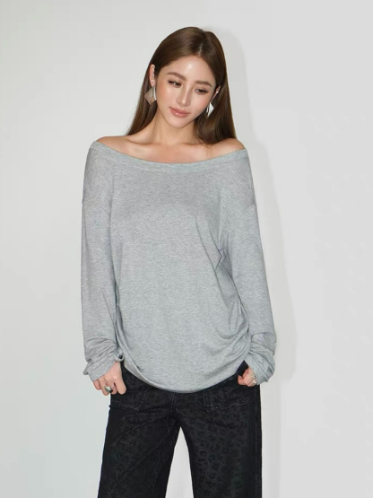 Fauste Side Ruched Long Sleeve Casual Top