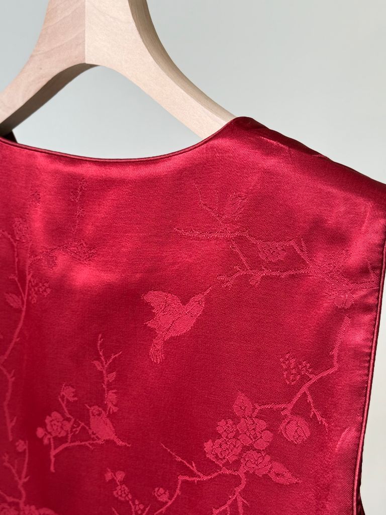 Shuang He Feather Trim Oriental Vest