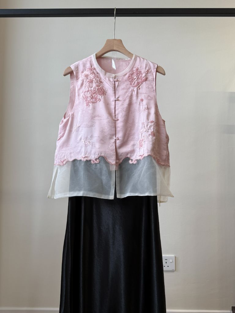 Shuang Ping Organza Paneling Oriental Vest