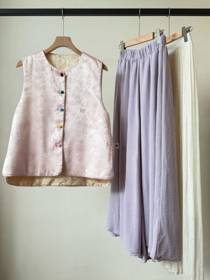 Ling An Two Sided Butterfly Printing Oriental Vest