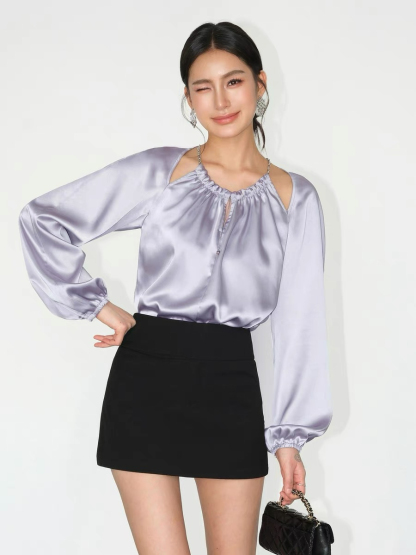Jayde Halter Neck Long Sleeve Top-The Black Bow-