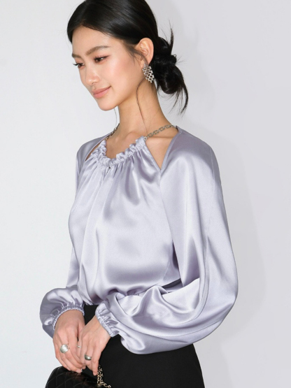 Jayde Halter Neck Long Sleeve Top-The Black Bow-