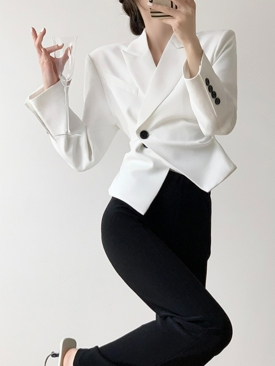 Nolan Single Button Blazer-The Black Bow-