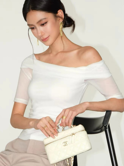 Flynn One Shoulder Mesh Sleeve Top