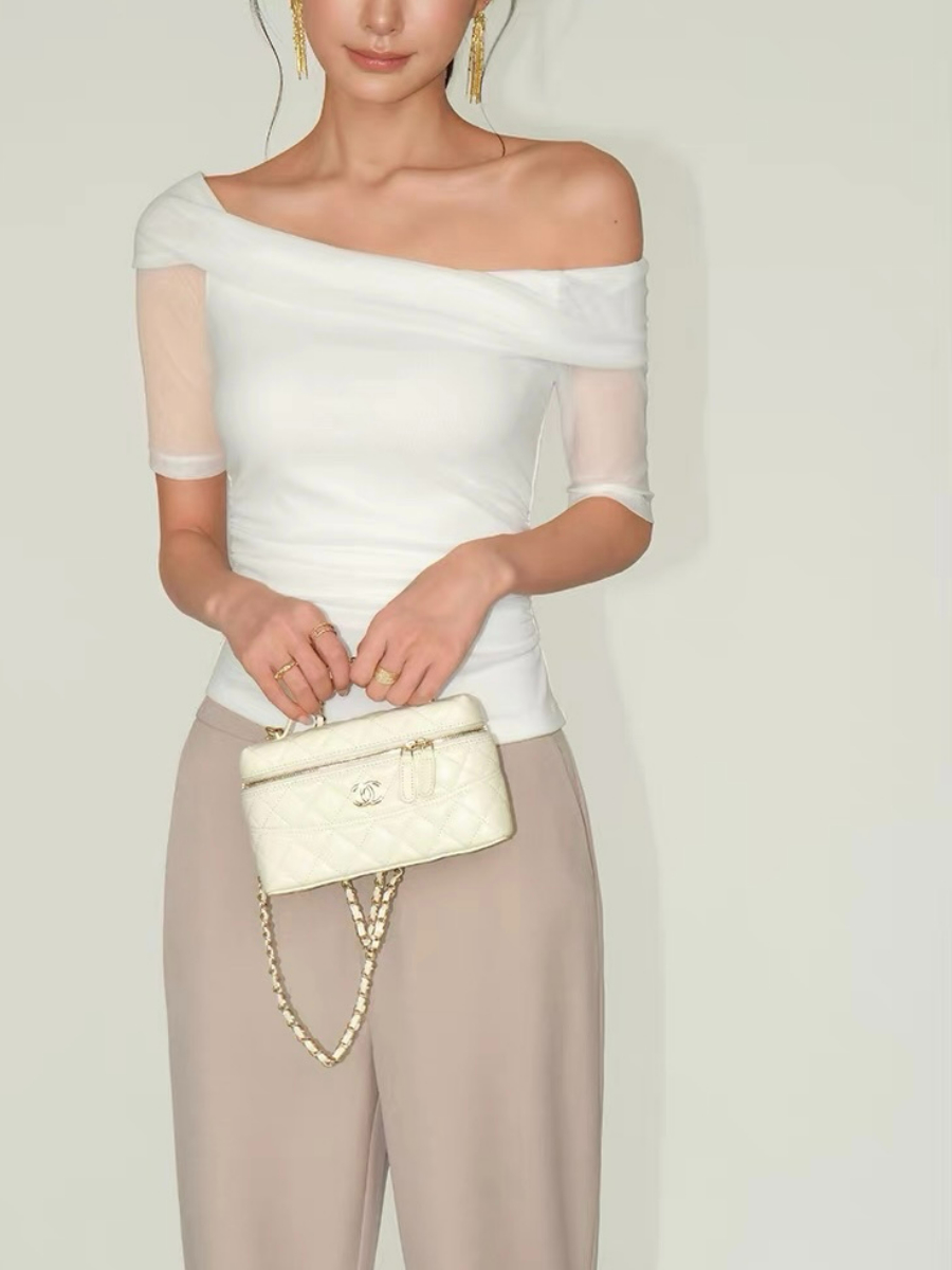 Flynn One Shoulder Mesh Sleeve Top