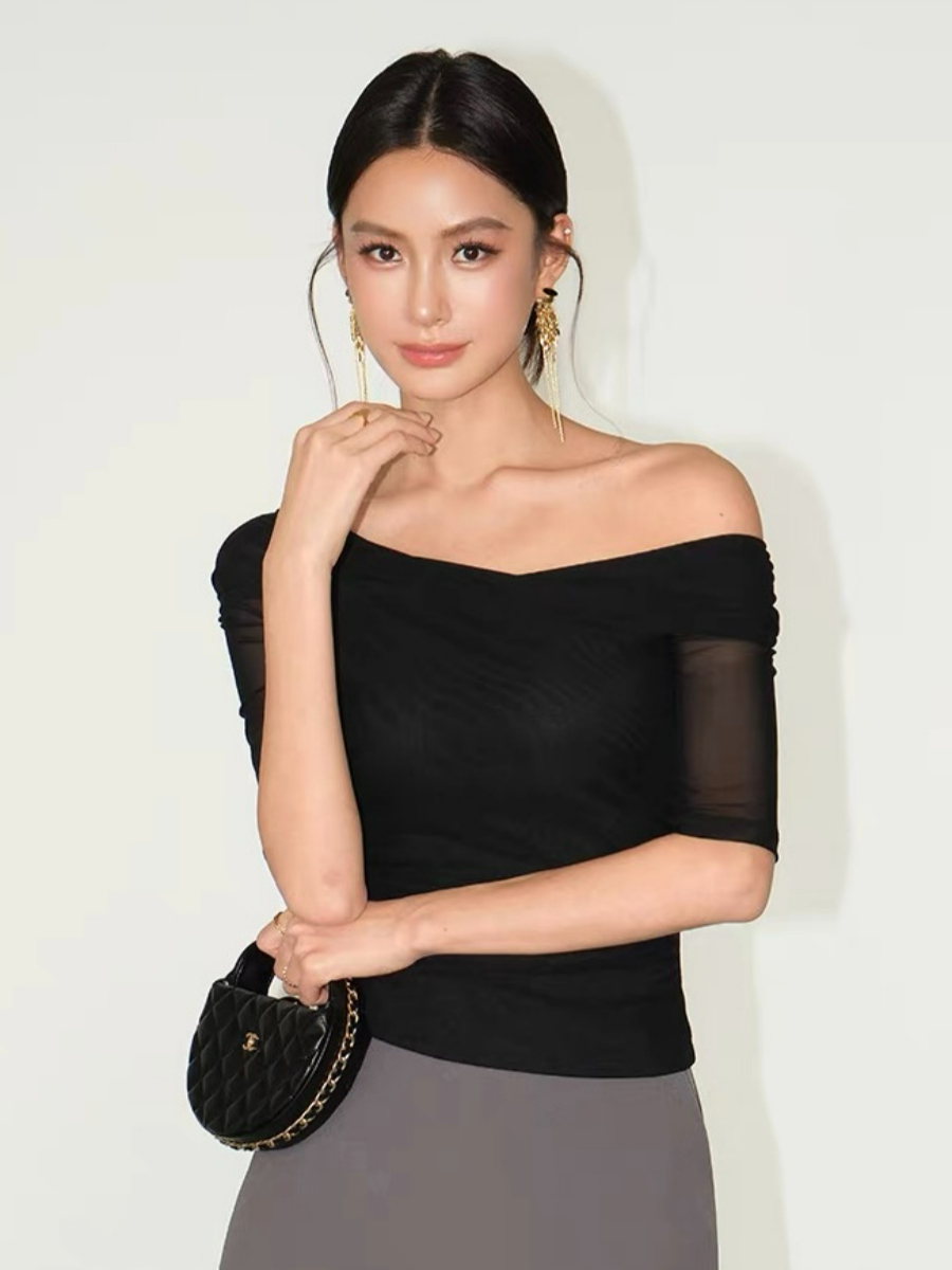 Flynn One Shoulder Mesh Sleeve Top