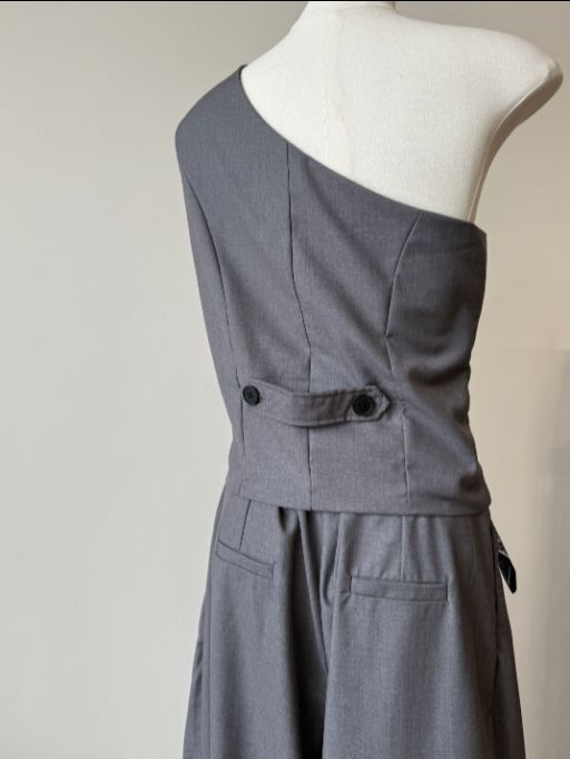Levi One Shoulder Vest & Pants Set with Scarf