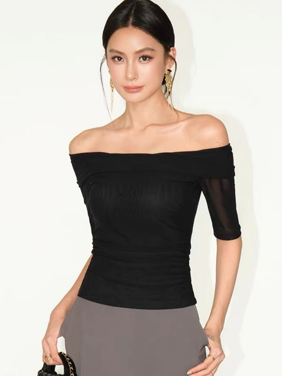 Flynn One Shoulder Mesh Sleeve Top