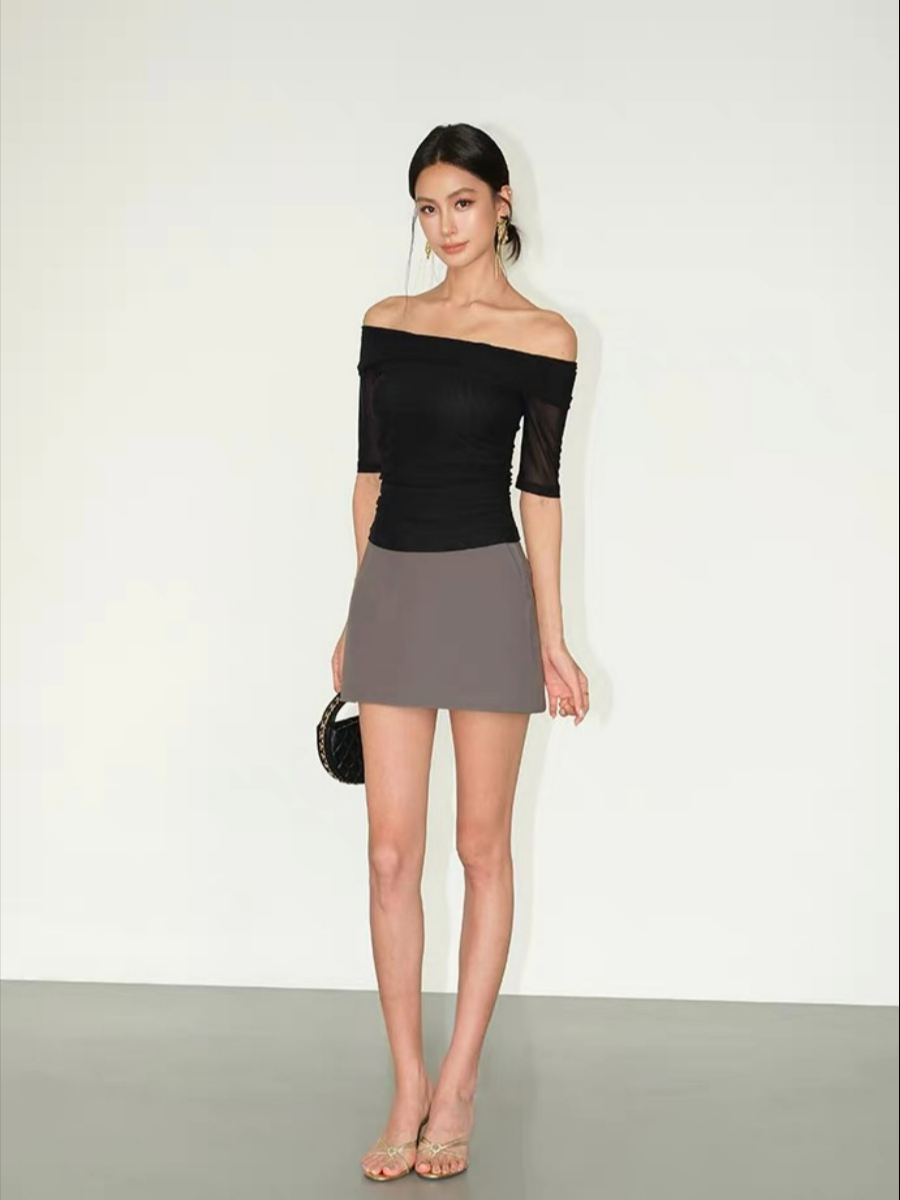 Flynn One Shoulder Mesh Sleeve Top