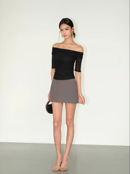 Flynn One Shoulder Mesh Sleeve Top