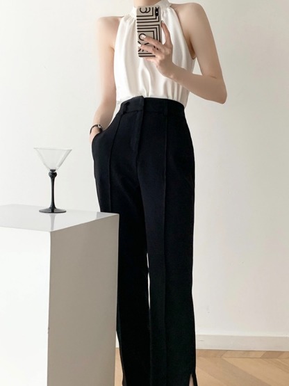 Jaleesa Minimalist Halter Neck Top-The Black Bow-