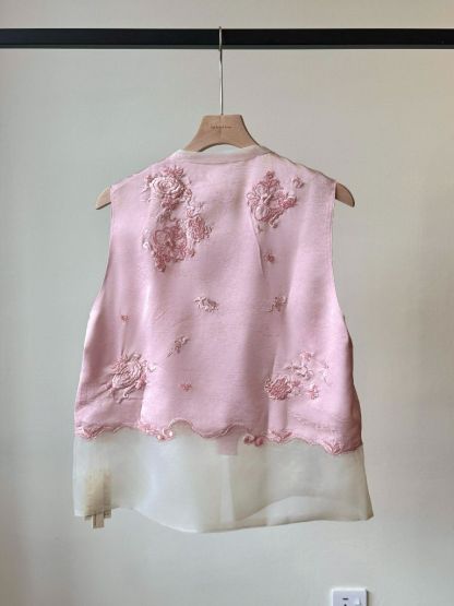 Shuang Ping Organza Paneling Oriental Vest