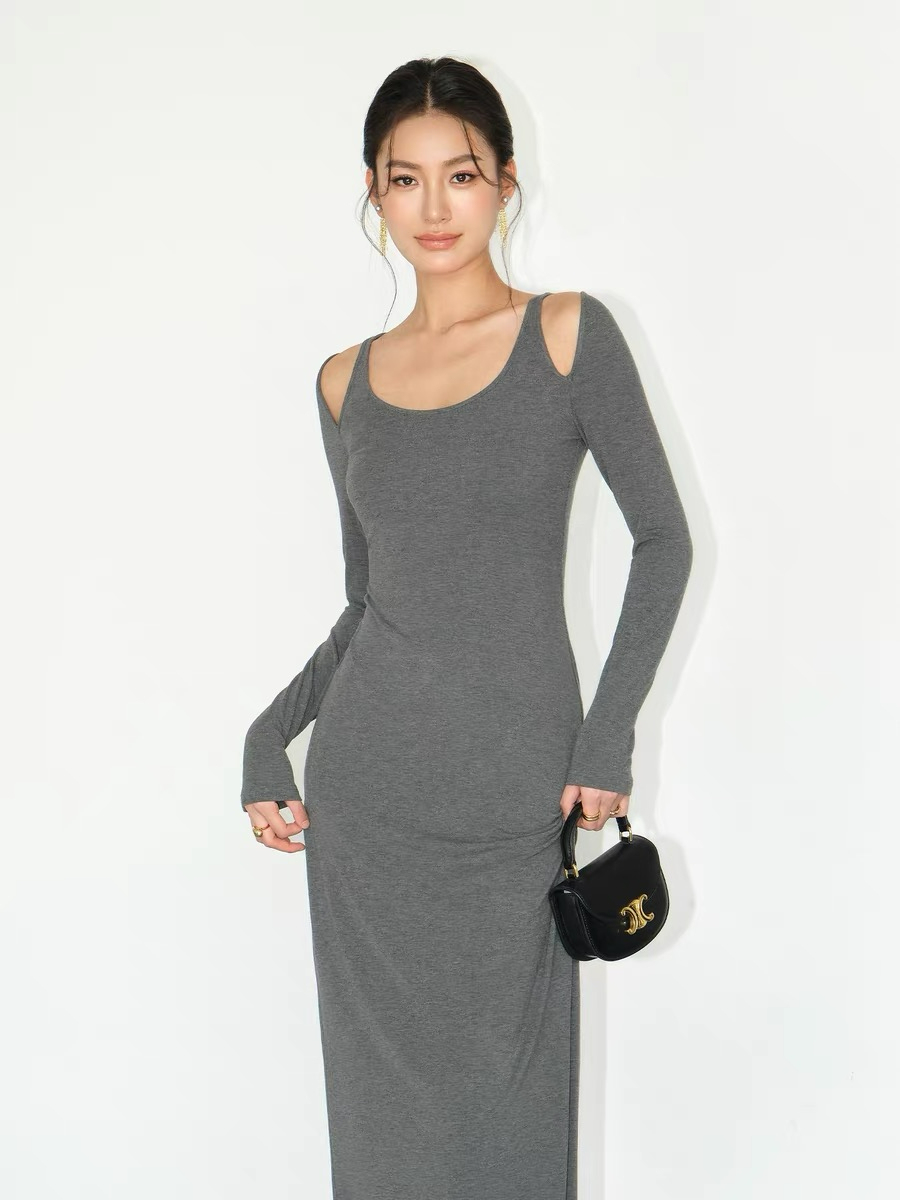 Jermaine Cold Shoulder Knit Dress-The Black Bow-