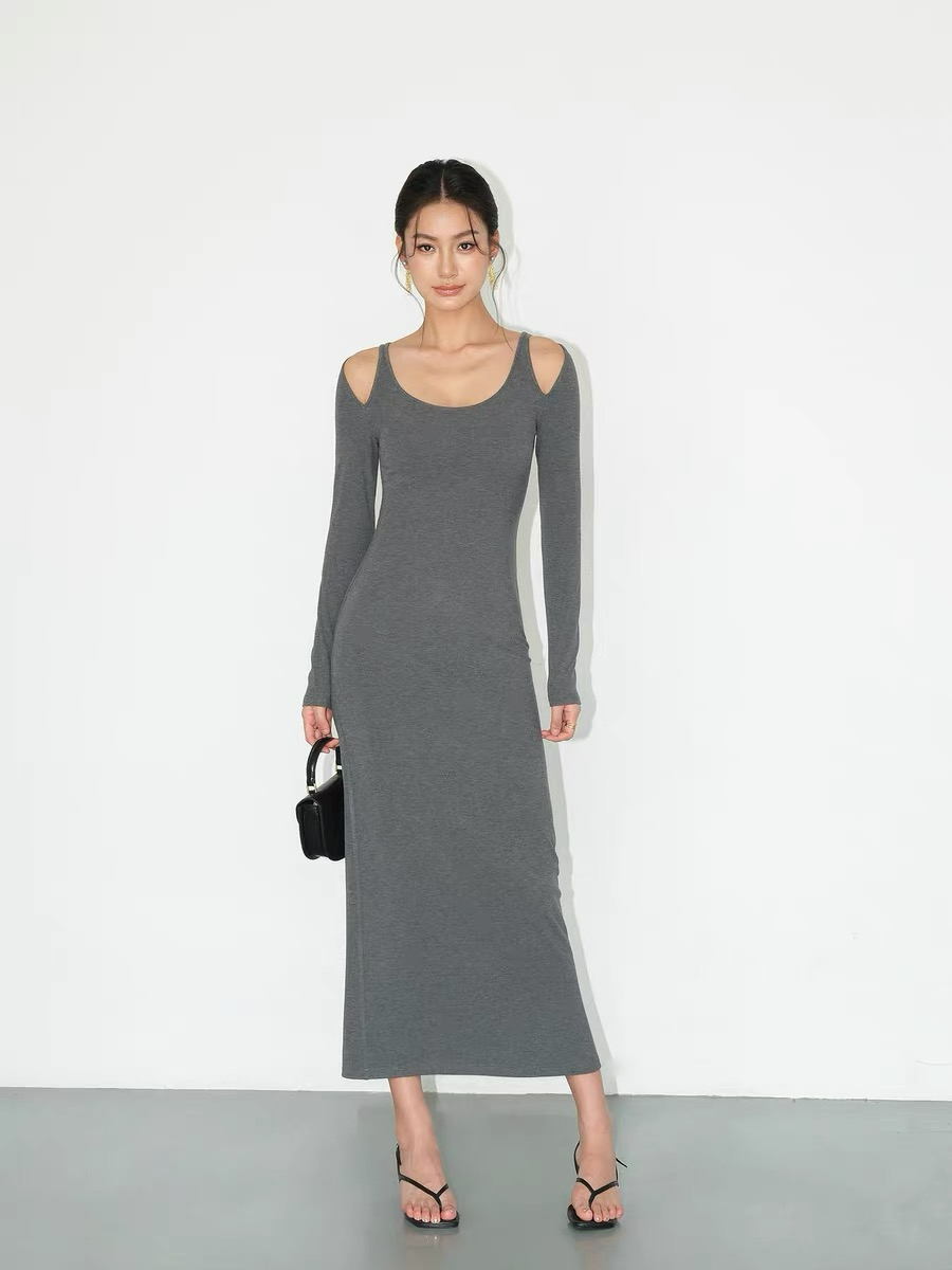 Jermaine Cold Shoulder Knit Dress-The Black Bow-