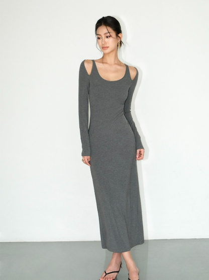 Jermaine Cold Shoulder Knit Dress-The Black Bow-
