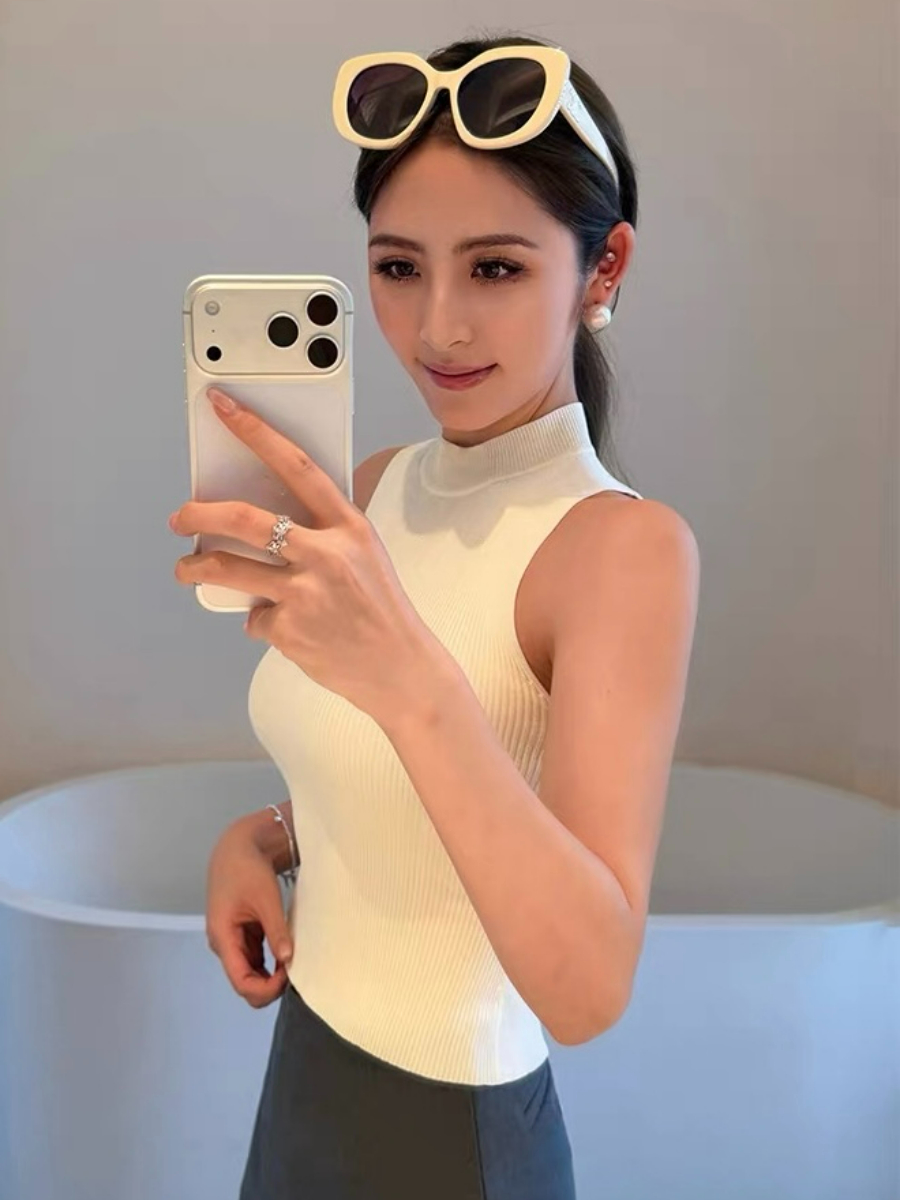 Ferna Mock Neck Sleeveless Knit Top