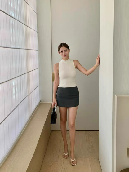 Ferna Mock Neck Sleeveless Knit Top