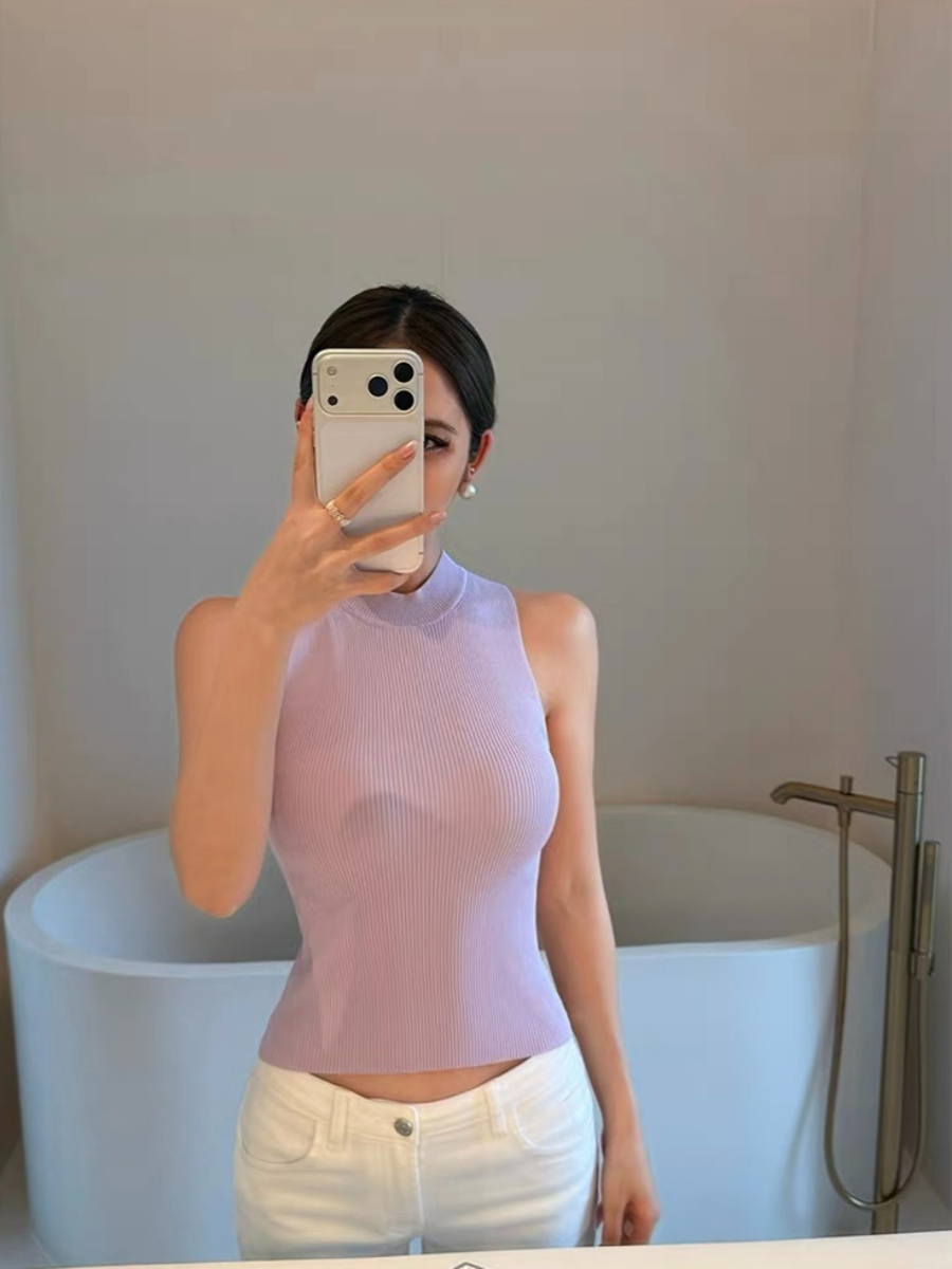 Ferna Mock Neck Sleeveless Knit Top