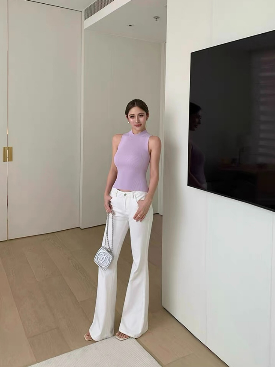 Ferna Mock Neck Sleeveless Knit Top