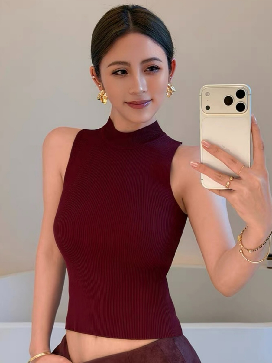 Ferna Mock Neck Sleeveless Knit Top