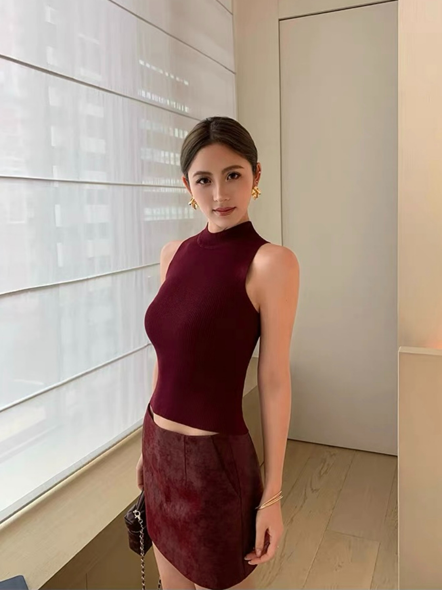 Ferna Mock Neck Sleeveless Knit Top