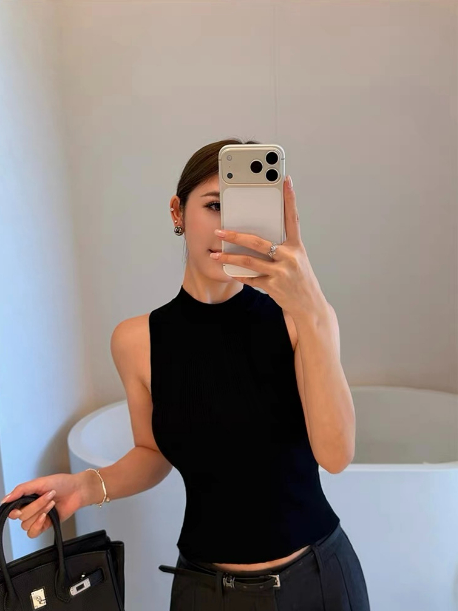 Ferna Mock Neck Sleeveless Knit Top