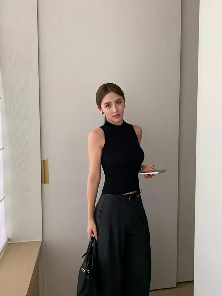 Ferna Mock Neck Sleeveless Knit Top