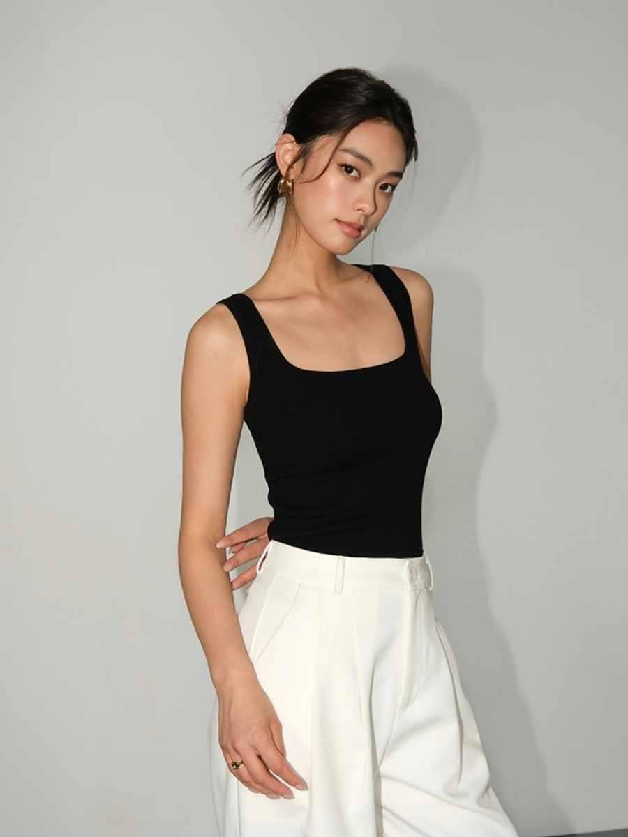 Mann Square Neck Knit Top-The Black Bow-