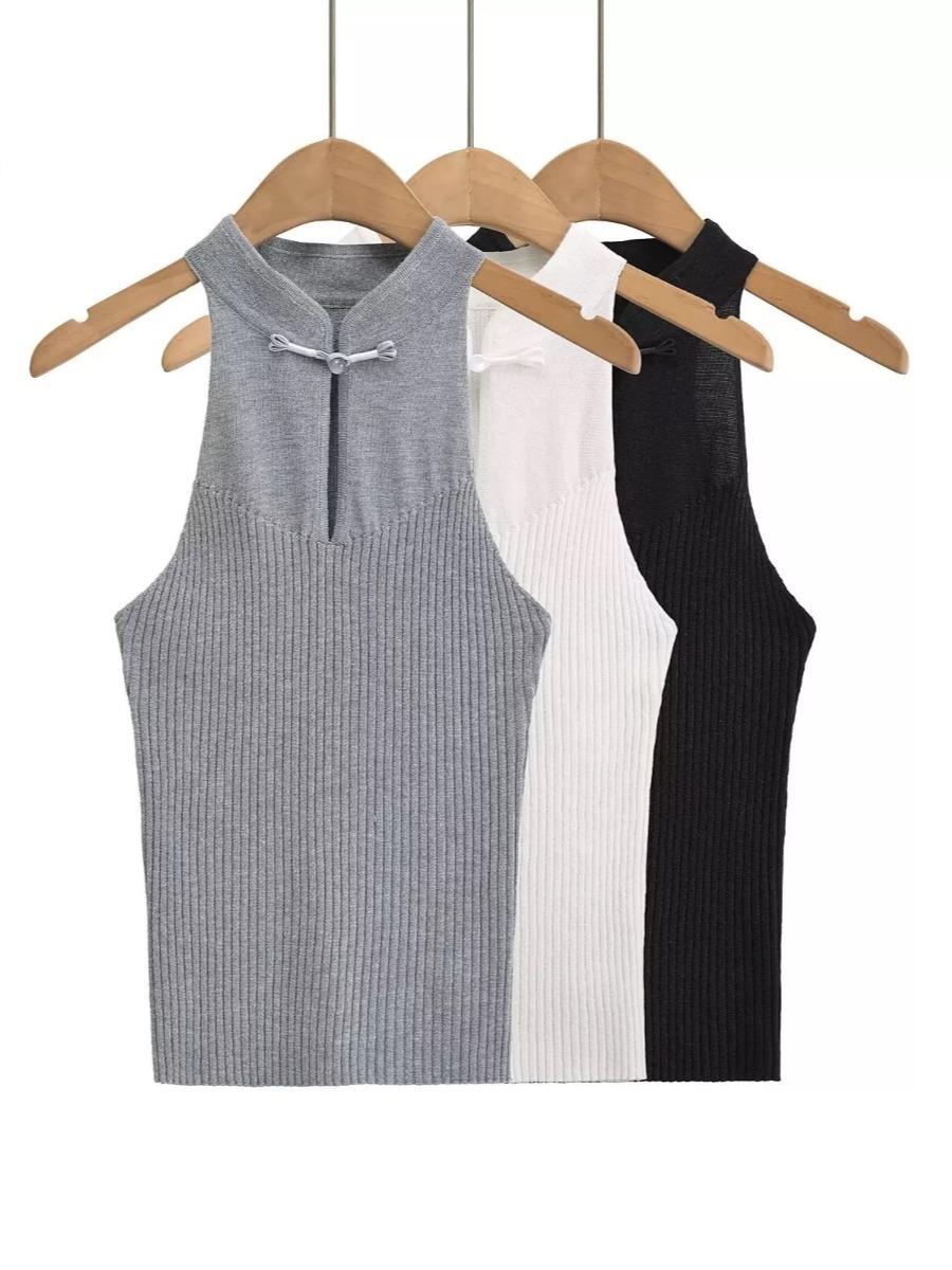 Li Hua Halter Neck Oriental Mesh Top