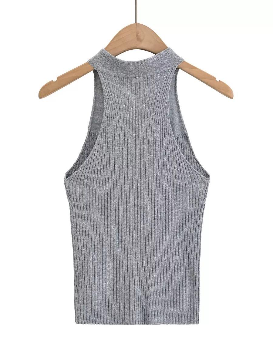 Li Hua Halter Neck Oriental Mesh Top