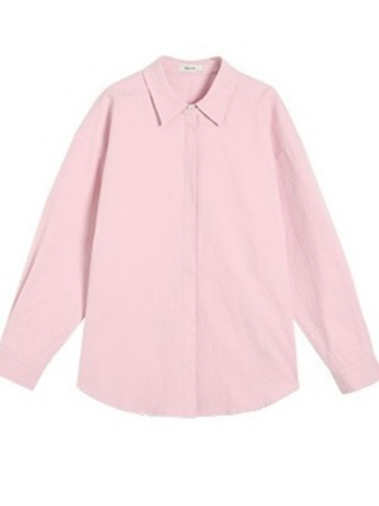 Jennya Oversized Plain Cotton Shirt-The Black Bow-