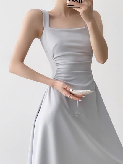 Nashla Square Neck Fit & Flare Dress -The Black Bow-