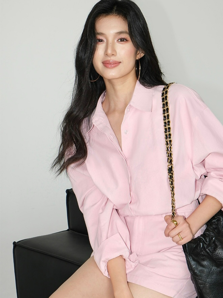 Jennya Oversized Plain Cotton Shirt-The Black Bow-