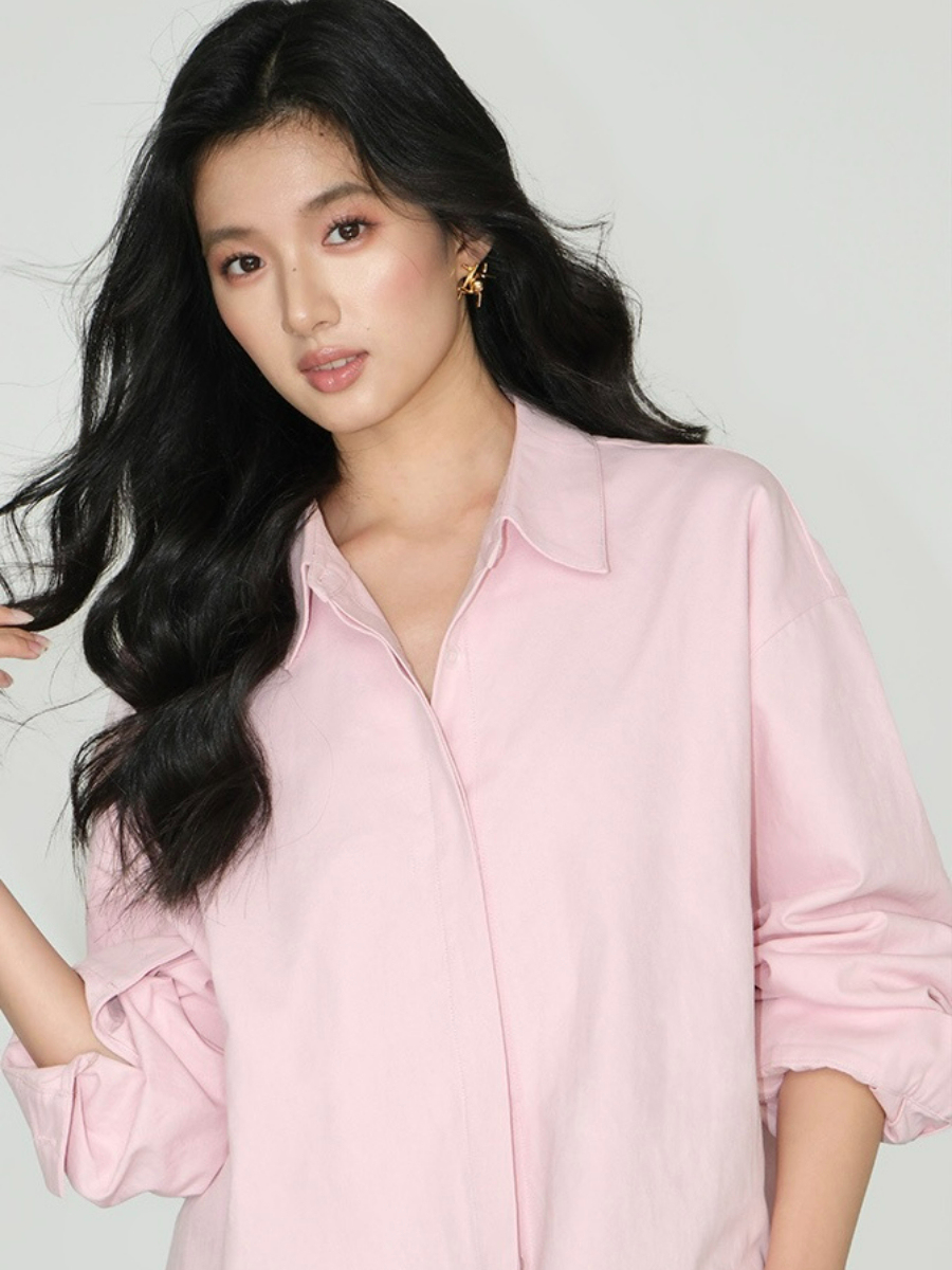 Jennya Oversized Plain Cotton Shirt-The Black Bow-