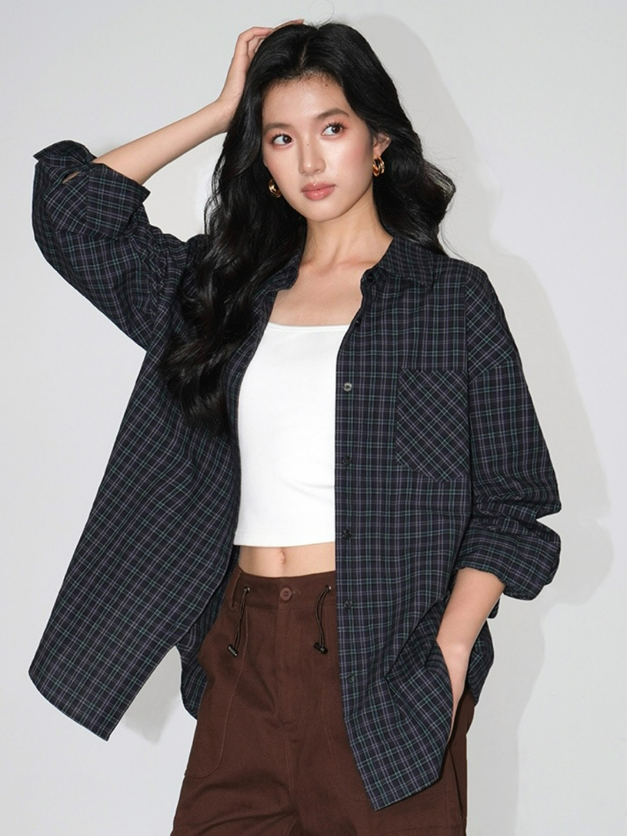 Jen Oversized Checked Shirt-The Black Bow-