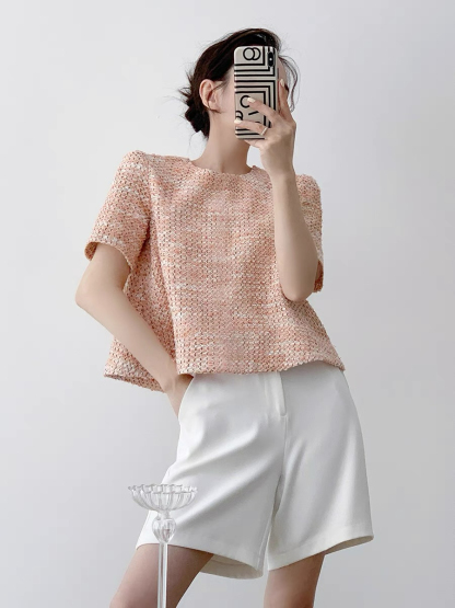 Narice Textured Top & Teaga Mid-Length Pants-The Black Bow-