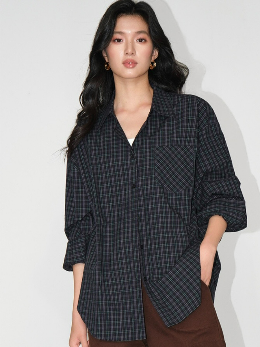 Jen Oversized Checked Shirt-The Black Bow-