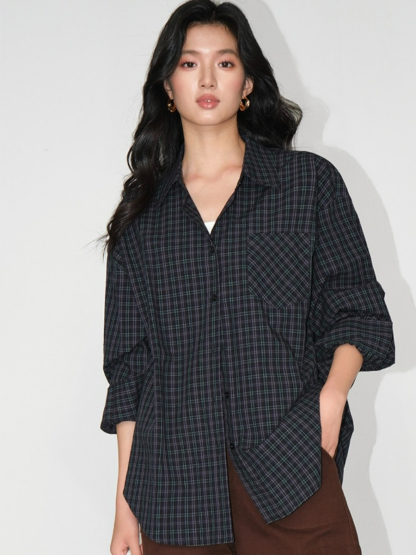 Jen Oversized Checked Shirt-The Black Bow-