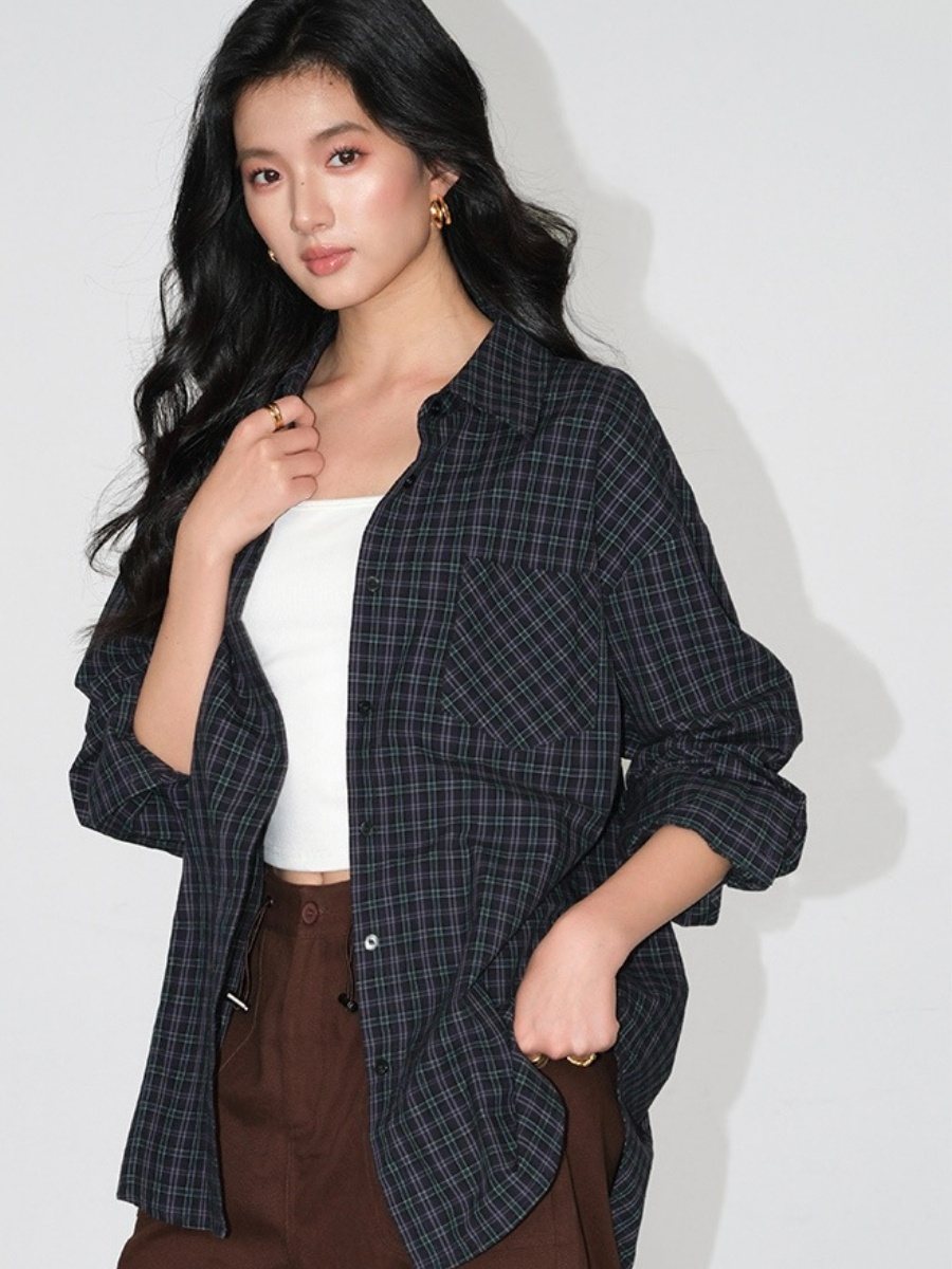 Jen Oversized Checked Shirt-The Black Bow-