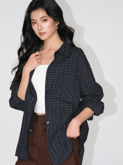 Jen Oversized Checked Shirt-The Black Bow-