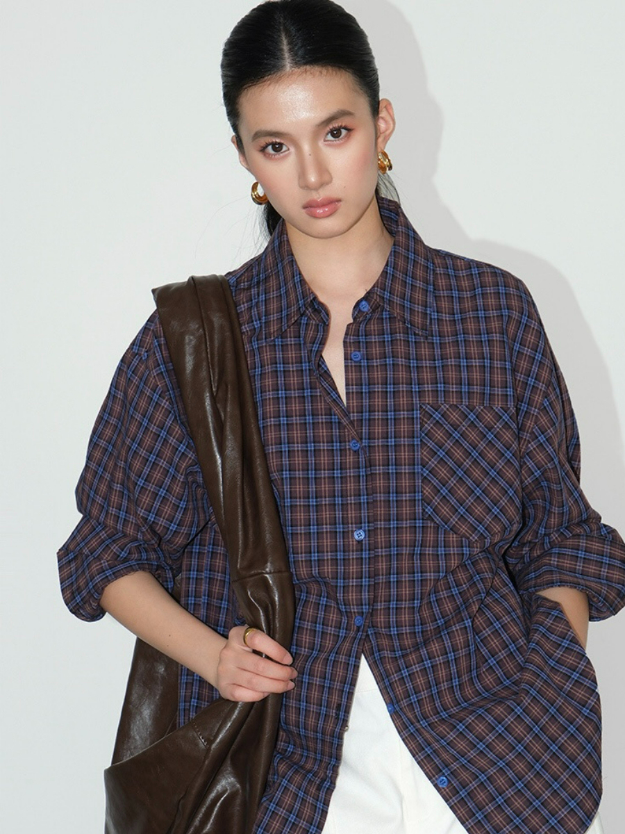 Jen Oversized Checked Shirt-The Black Bow-