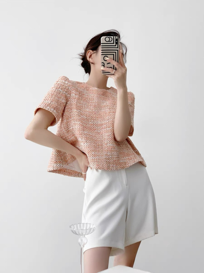 Narice Textured Top & Teaga Mid-Length Pants-The Black Bow-