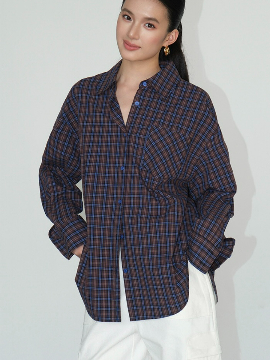Jen Oversized Checked Shirt-The Black Bow-
