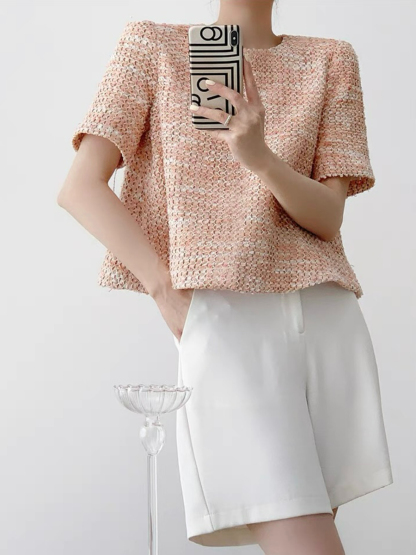 Narice Textured Top & Teaga Mid-Length Pants-The Black Bow-