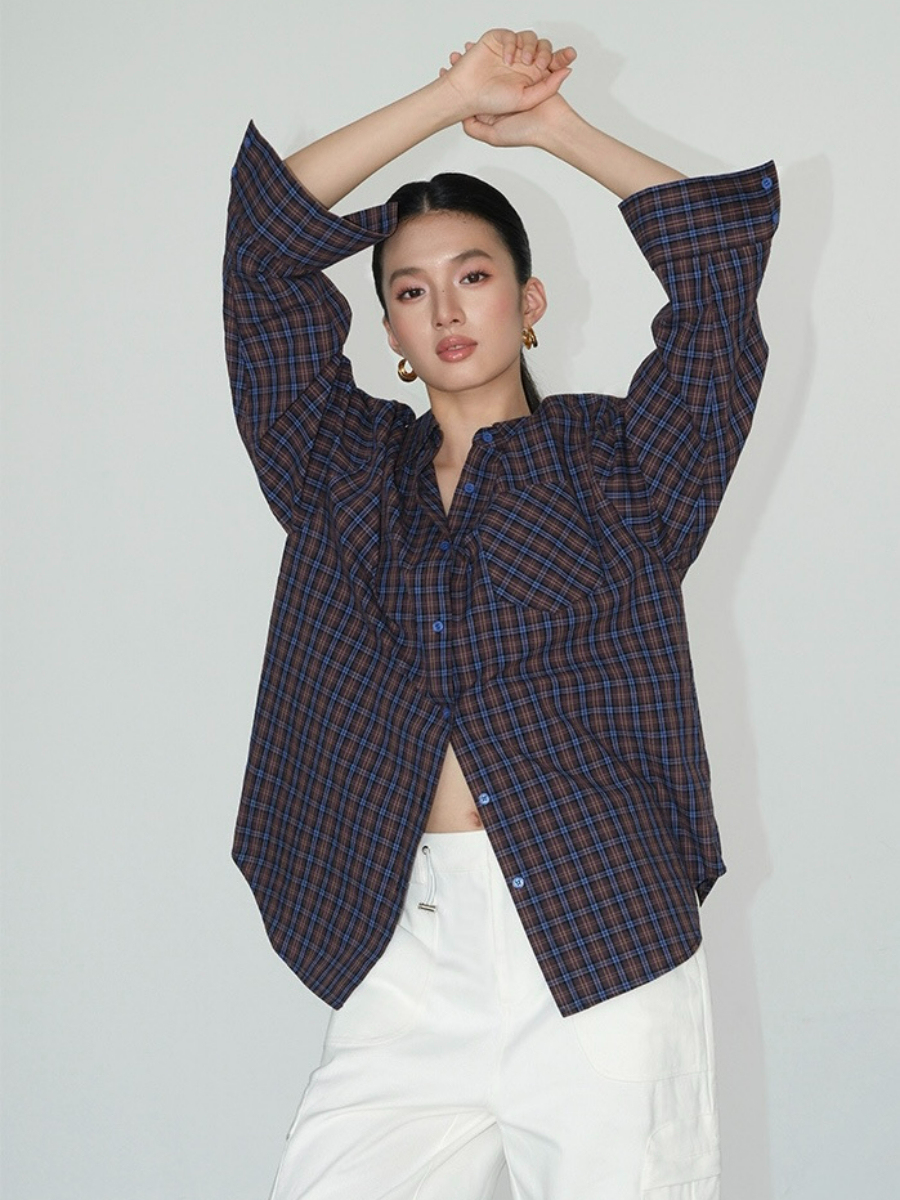 Jen Oversized Checked Shirt-The Black Bow-