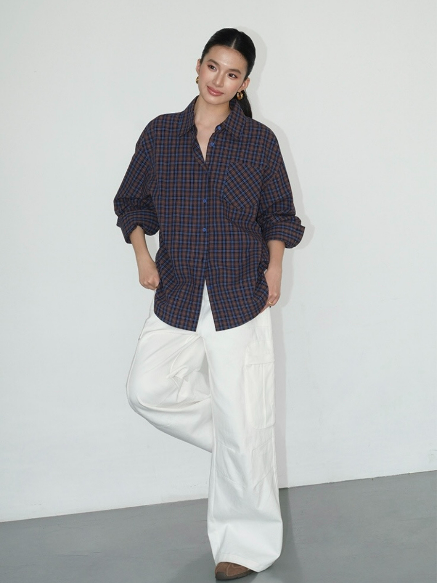 Jen Oversized Checked Shirt-The Black Bow-