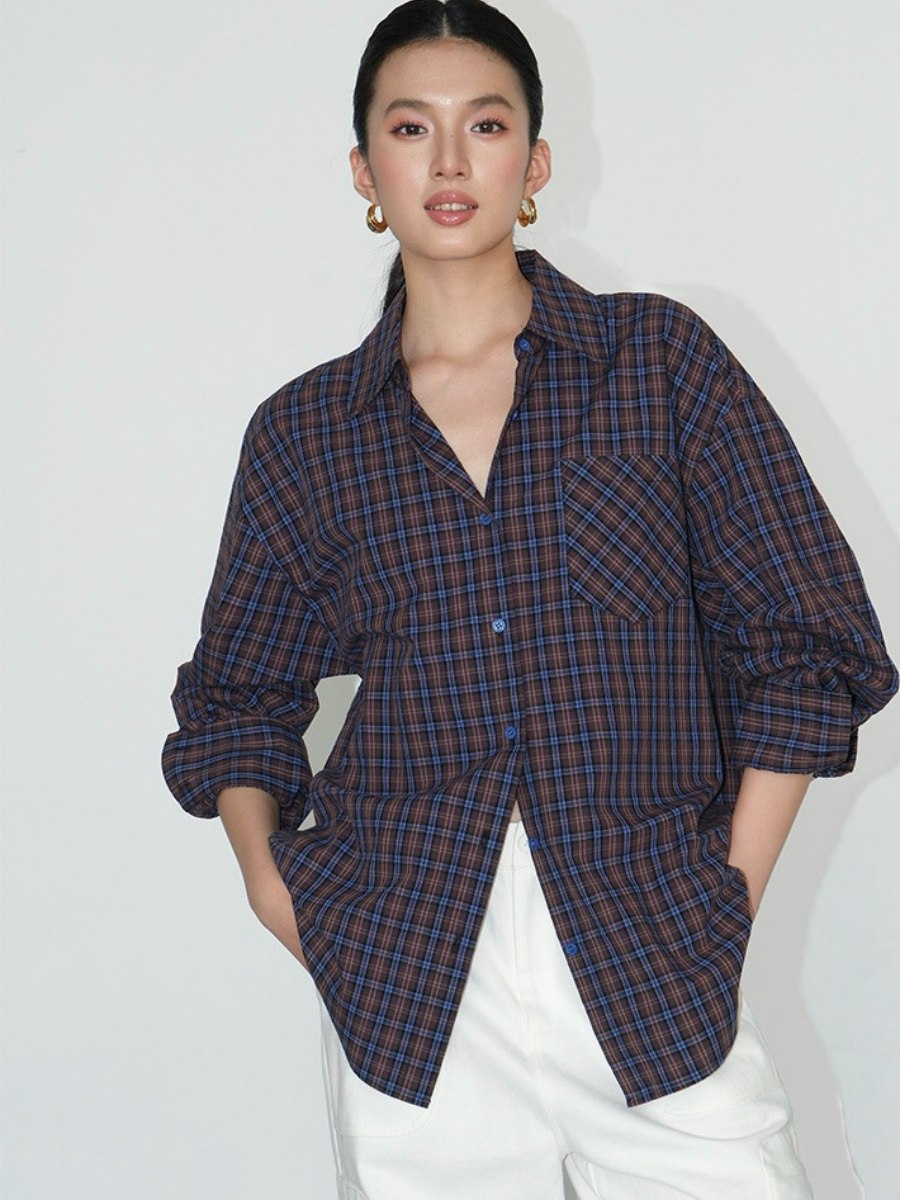 Jen Oversized Checked Shirt-The Black Bow-