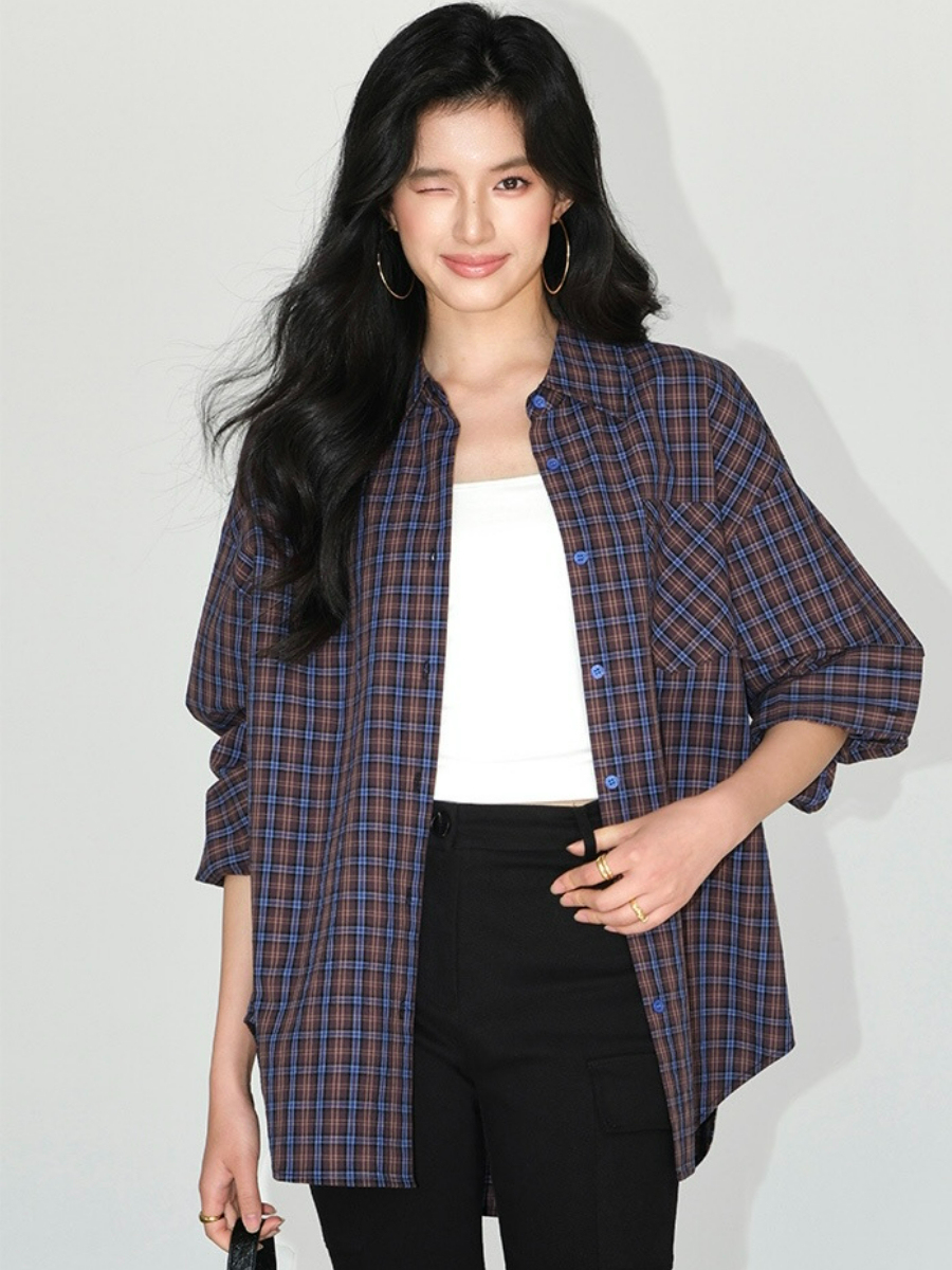 Jen Oversized Checked Shirt-The Black Bow-