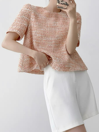 Narice Textured Top & Teaga Mid-Length Pants-The Black Bow-