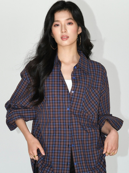 Jen Oversized Checked Shirt-The Black Bow-